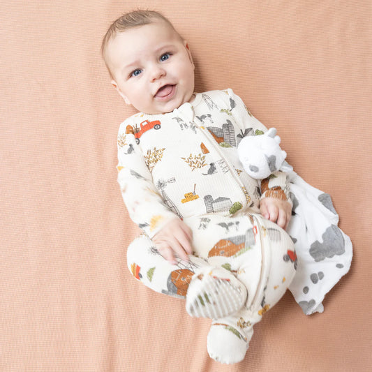 Angel Dear Hay Farmer Zipper Footie