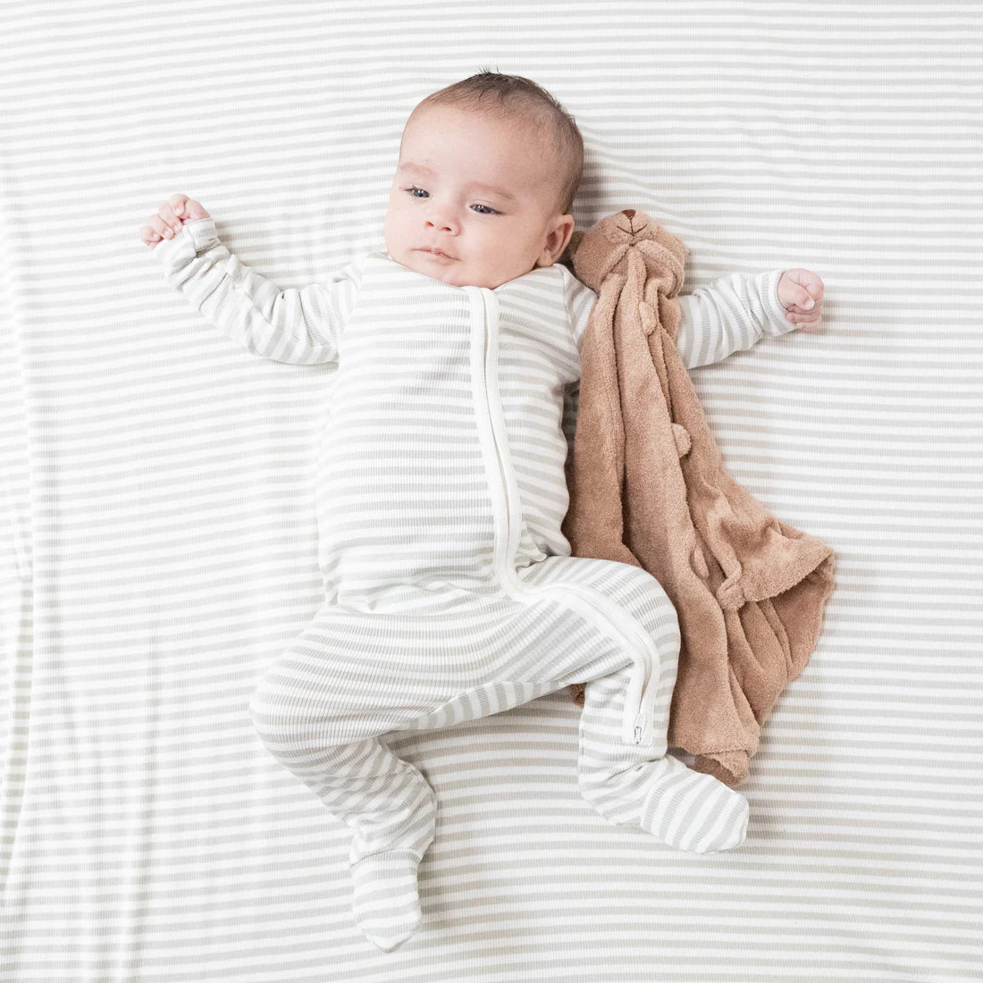 Angel Dear Mineral Stripe Zipper Footie