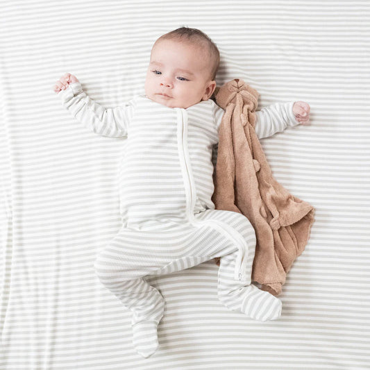 Angel Dear Mineral Stripe Zipper Footie