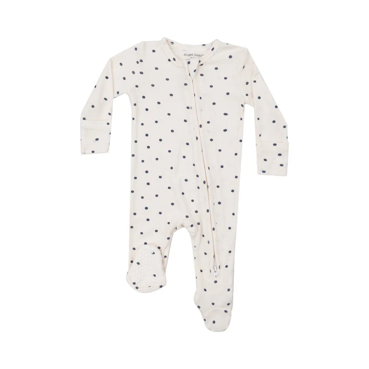 Angel Dear Navy Mini Dot Zipper Footie