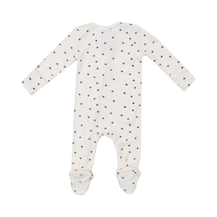 Angel Dear Navy Mini Dot Zipper Footie