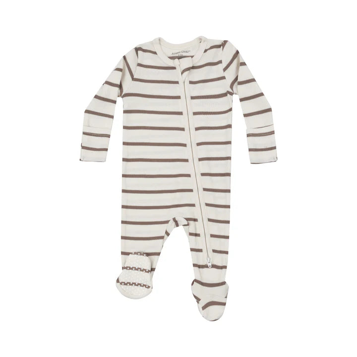 Angel Dear Brown Stripe Ribbed Footie