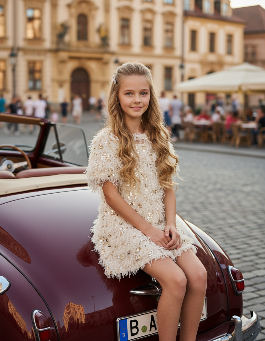 Faux Feather Sequins Dress with Chest Keyhole