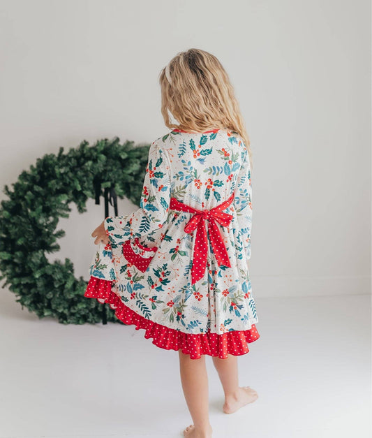 Holly Ruffle Pocket Tie Back Dress