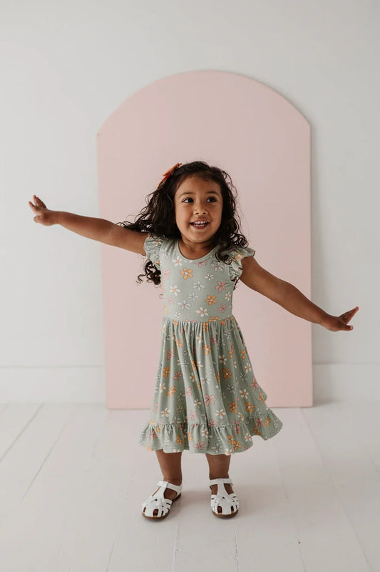 Babysprouts Sketched Daisy Twirl Dress