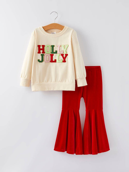 Holly Jolly Applique Top & Flared Pant Set