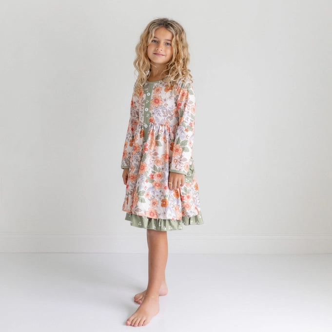 Sage Floral Twirl Dress