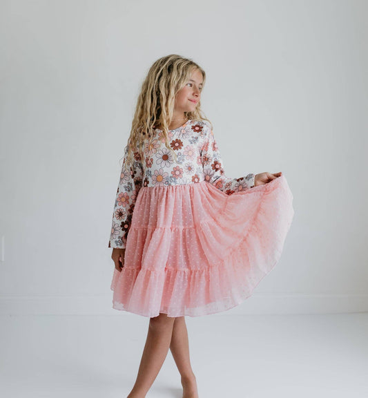 Retro Flower Swiss Dot Dress