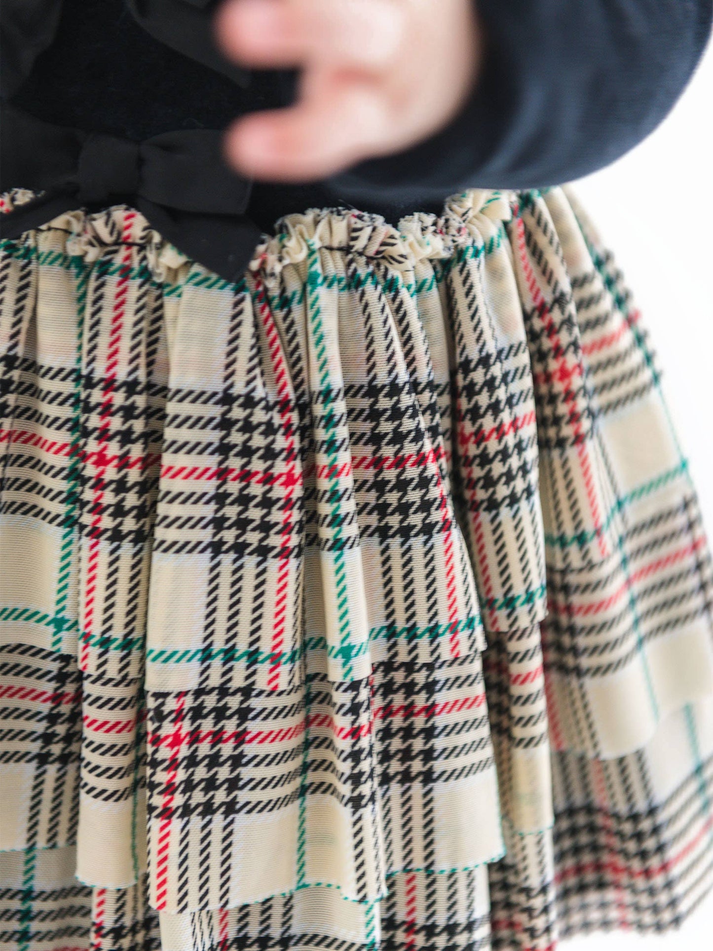 Baby Girls Tannen Plaid Velour & Tulle Long Sleeve Twirl Romper