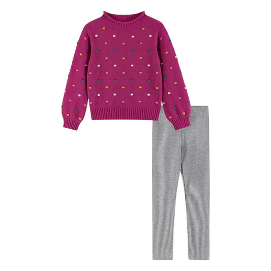 Andy & Evan Fuchsia Bobble Sweater Set