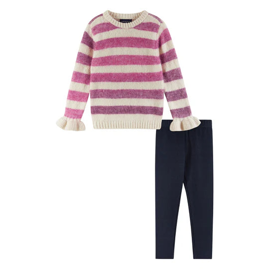 Andy & Evan Oatmeal Ombre Stripe Legging Set