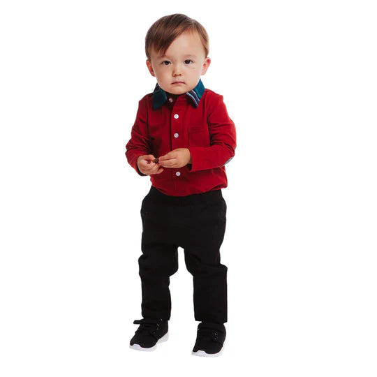 Andy & Evan Red Holiday Shirtzie Set