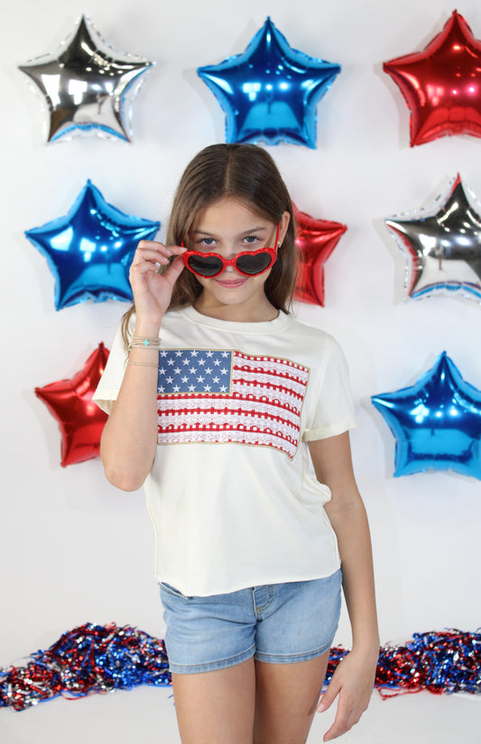 USA Eyelet Flag Tee