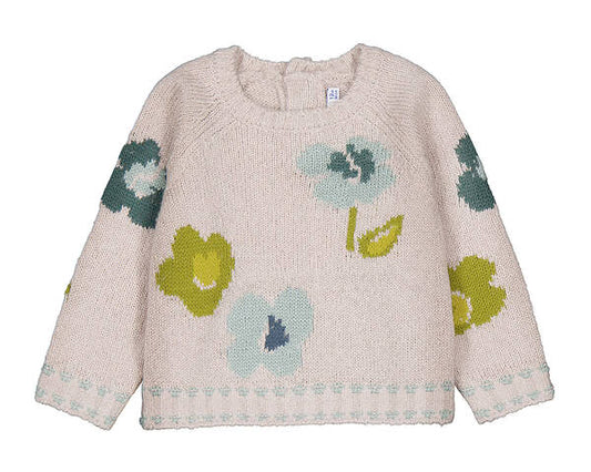 Mayoral Aqua Taupe Floral Sweater