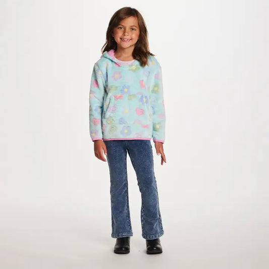 Andy & Evan Aqua Floral Plush Hoodie