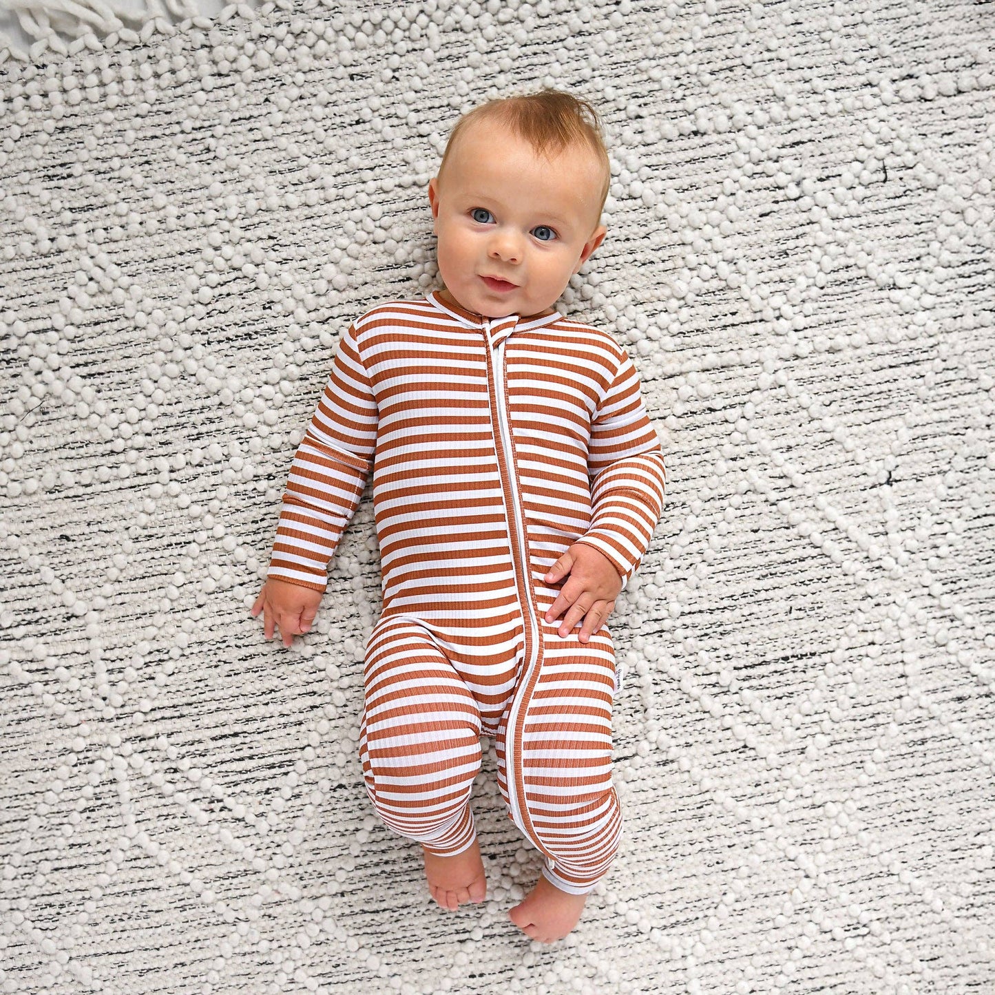Chase Brown Ribbed Zip Romper