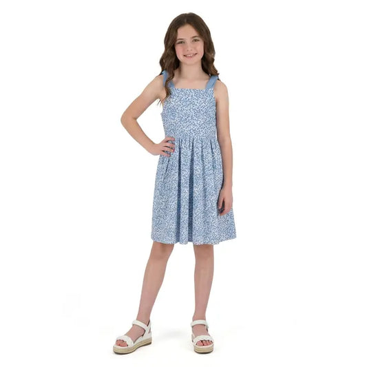 Andy & Evan Blue Floral Back Cutout Dress