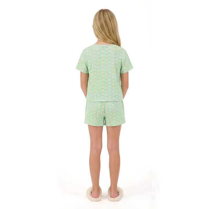Andy & Evan Green Floral Scoop Neck Boxer Set