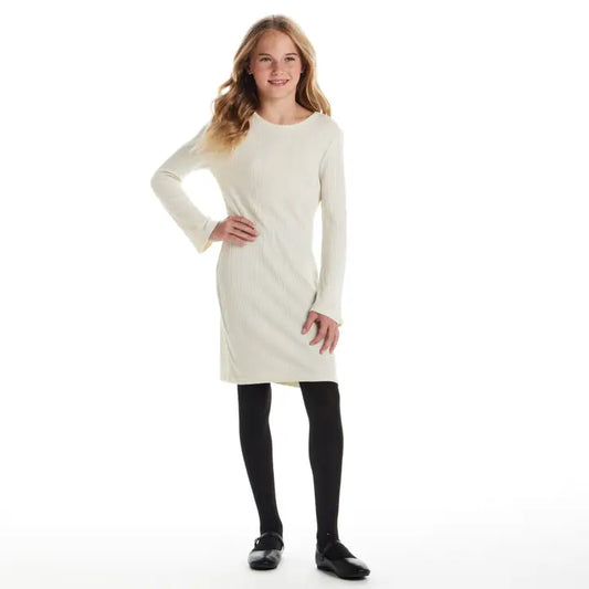 Andy & Evan Cream Lurex Bell Sleeve Dress