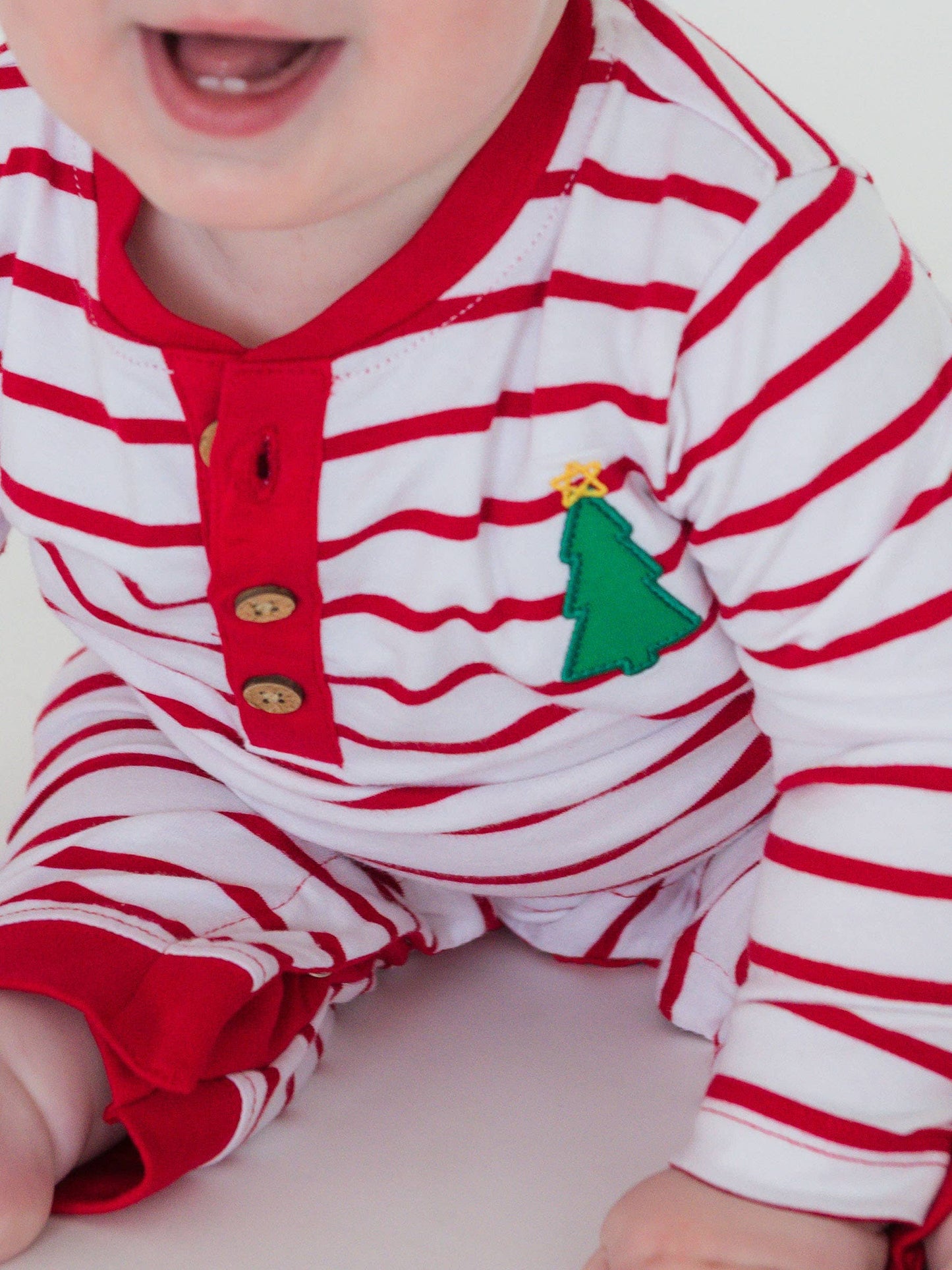 Christmas Tree Embroidered Romper