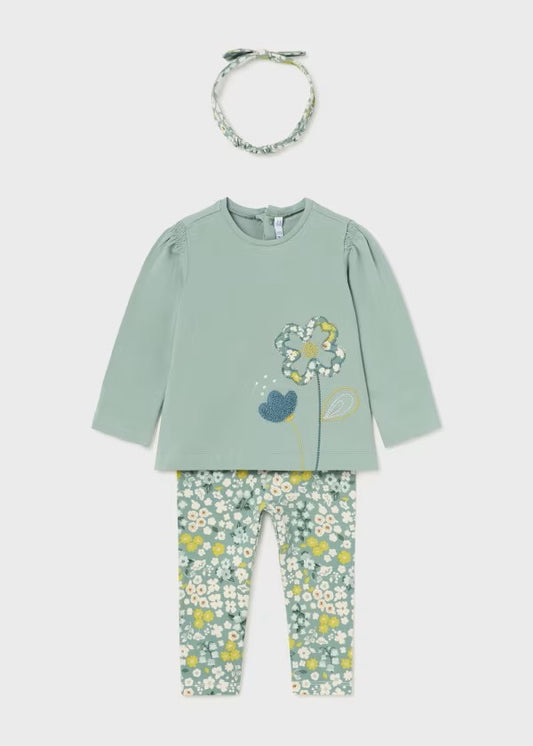 Mayoral Emerald 3pc Flower Legging Set