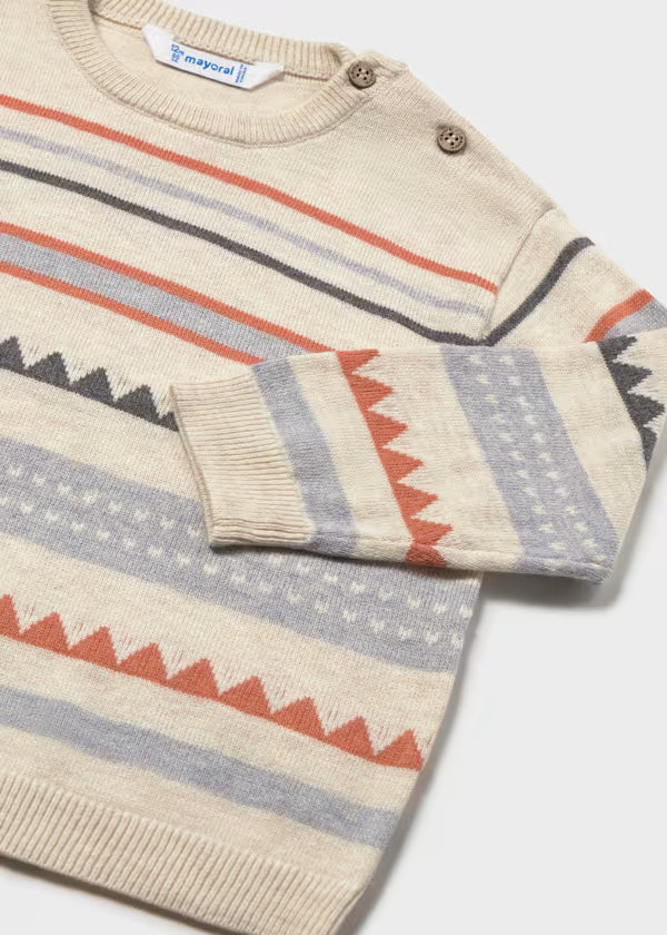 Mayoral Orange & Grey Patterned Sweater