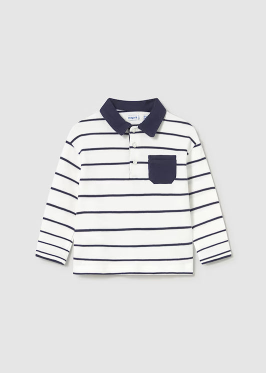Mayoral Navy Stripe Soft Polo Shirt