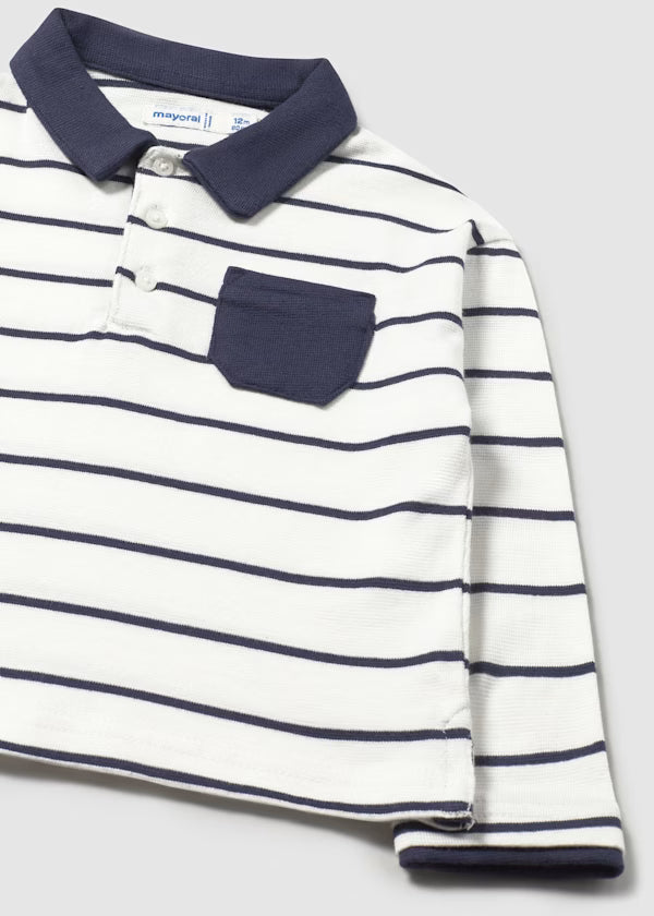 Mayoral Navy Stripe Soft Polo Shirt