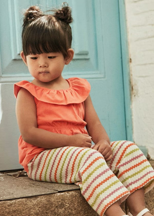 Mayoral Carrot Crochet Stripe Pant Set