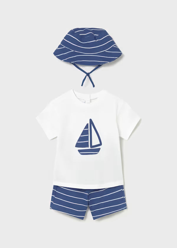 Mayoral Capri Blue Textured Stripe Set
