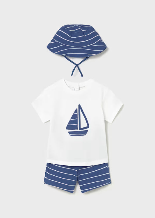 Mayoral Capri Blue Textured Stripe Set