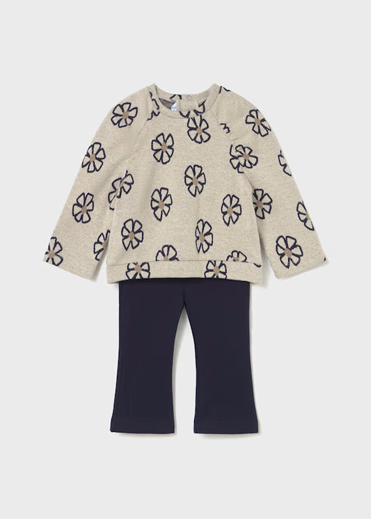 Mayoral Navy Flower Tunic & Flare Legging Set