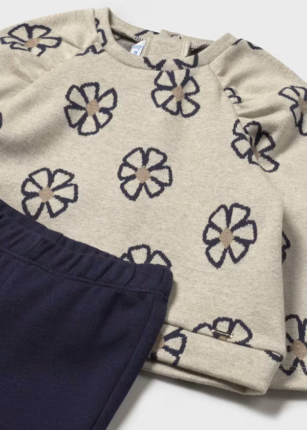 Mayoral Navy Flower Tunic & Flare Legging Set