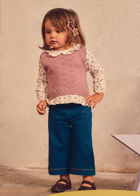 Mayoral Violet Floral Vest & Pant Set
