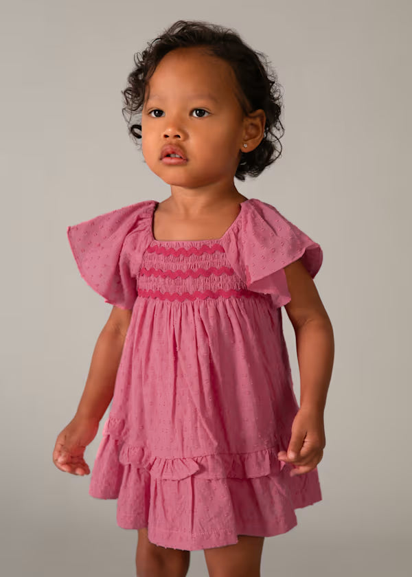 Mayoral Geranium Swiss Dot Dress
