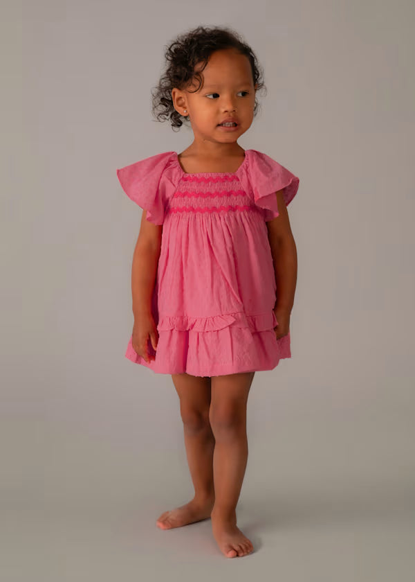 Mayoral Geranium Swiss Dot Dress