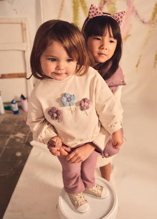 Mayoral Violet 3D Floral Top & Legging