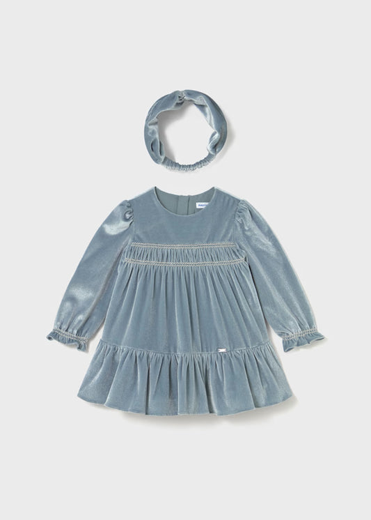 Mayoral Blue Bell Velvet Dress & Headband