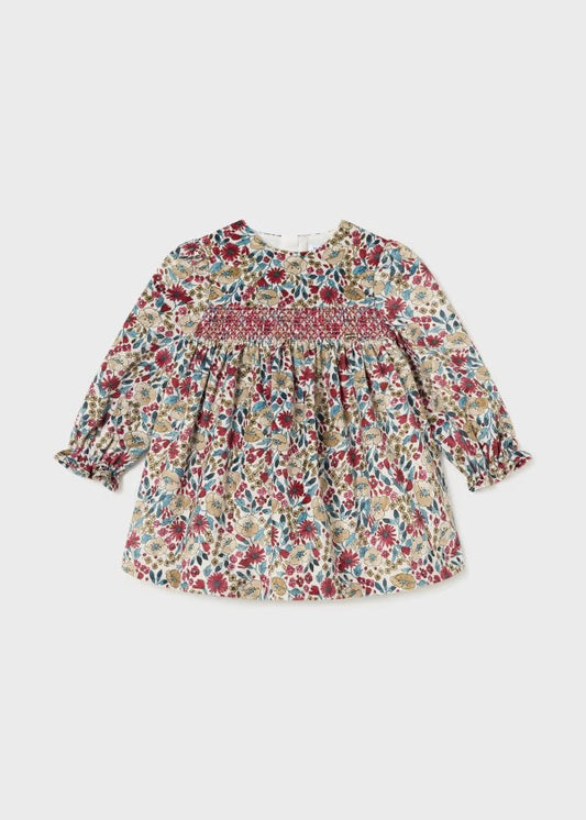 Mayoral Red Printed Velvet Dress