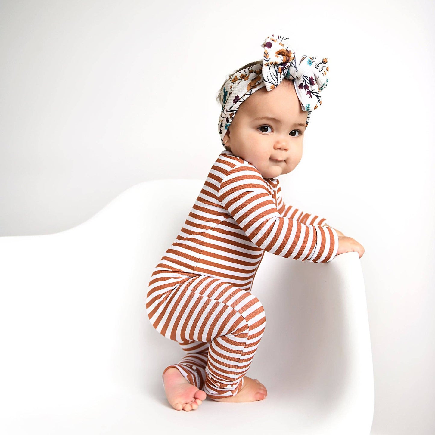 Chase Brown Ribbed Zip Romper