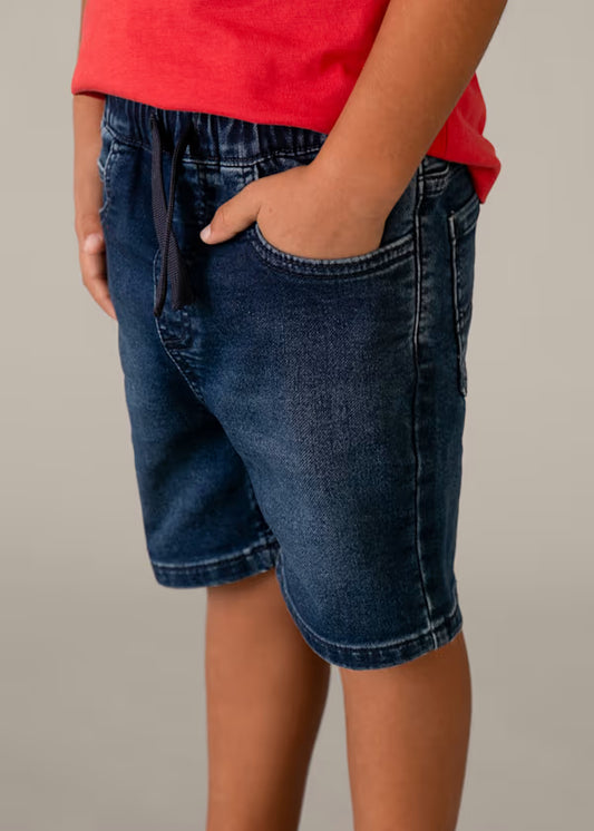 Mayoral Dark Denim Elastic Waist Short