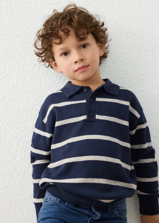 Mayoral Navy Stripe Polo Sweater