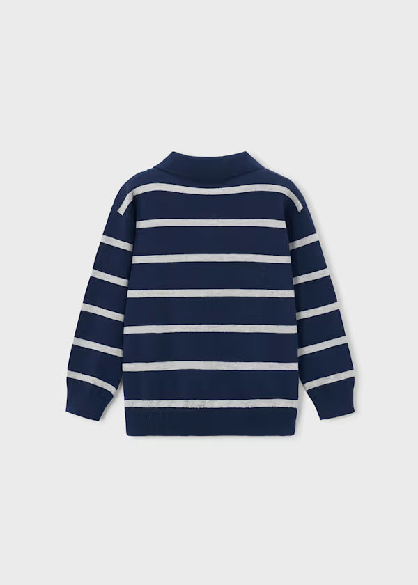 Mayoral Navy Stripe Polo Sweater