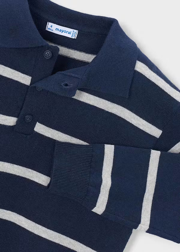 Mayoral Navy Stripe Polo Sweater