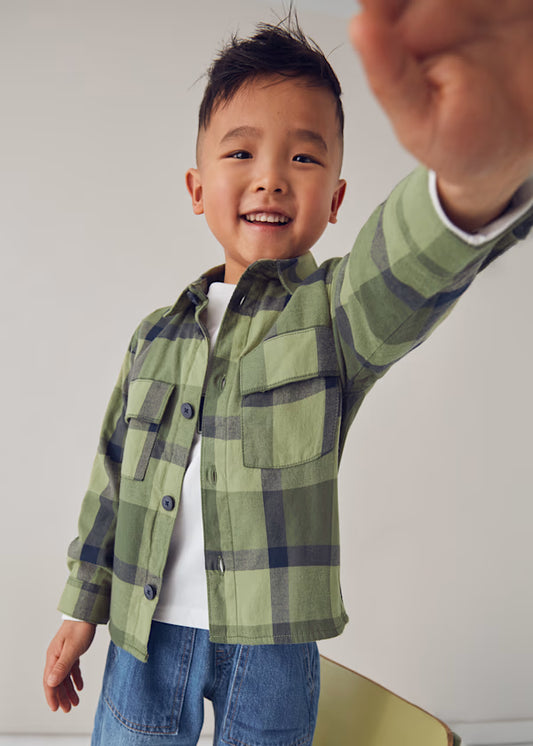 Mayoral Olive Plaid Overshirt