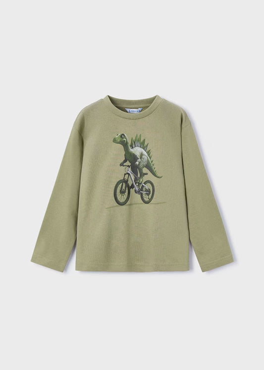 Mayoral Pistachio Dino Long Sleeve Shirt