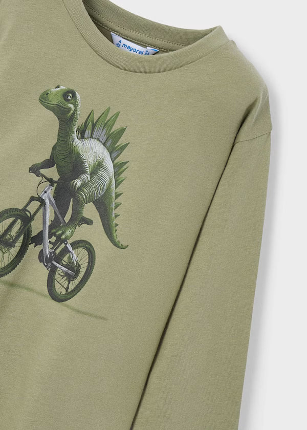 Mayoral Pistachio Dino Long Sleeve Shirt