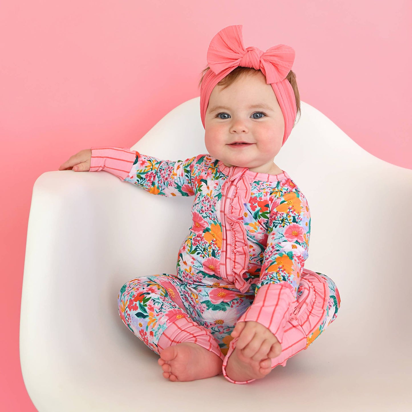 Gigi & Max Cecelia Floral Ruffle Zipper Romper