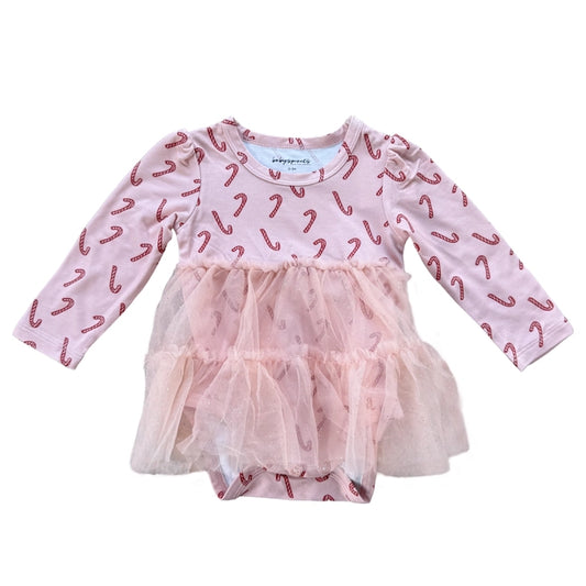 Babysprouts Candy Cane Tulle Bodysuit