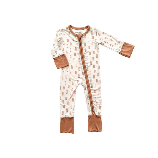Neutral Rectangles Zipper Romper